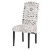 Dining Script Fabric Accent Chair with Solid Wood Legs;  Set of 2