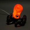 Orange and Antique Bronze Coastal Art Octopus Coiled Tentacles Decorative Lamp Trumpet