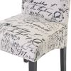 Dining Script Fabric Accent Chair with Solid Wood Legs;  Set of 2