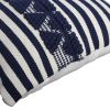 18 x 18 Handwoven Square Cotton Accent Throw Pillow; Classic Striped Pattern; Textured; White; Blue; DunaWest