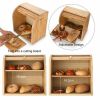 2-Tier Bamboo Bread Box for Kitchen Food Storage; Large Bread Storage Box with Roll Top Lid and Cutting Board (Assemble Your Own)