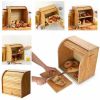 2-Tier Bamboo Bread Box for Kitchen Food Storage; Large Bread Storage Box with Roll Top Lid and Cutting Board (Assemble Your Own)