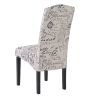 Dining Script Fabric Accent Chair with Solid Wood Legs;  Set of 2