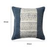 18 x 18 Square Handwoven Accent Throw Pillow; Polycotton Dhurrie; Kilim Pattern; White; Blue; DunaWest