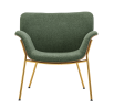 Modern Fabric Lazy Chair; Accent Contemporary Lounge Chair; Single Steel Frame Leisure Sofa Chair with Armrests; Bentwood; Golden Legs; Green 1 PC