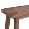 Saddle Seat Wooden Bench with Canted Frame; Oak Brown