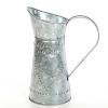 Galvanized Metal Pitcher with Embossed Design; Gray