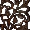 Mango Wood Wall Panel Hand Crafted with Leaves and Scroll Work Motif; Brown