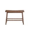 Saddle Seat Wooden Bench with Canted Frame; Oak Brown