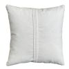 17 x 17 Inch 2 Piece Square Cotton Accent Throw Pillow Set with Modern Geometric Aztec Design Embroidery; White; Gray