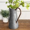 Farmhouse Style Galvanized Metal Jug with Handle; Gray