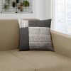 Dae 24 x 24 Square Handwoven Accent Throw Pillow; Cotton Dhurrie; Classic Kilim Pattern; Gray; Off White; DunaWest