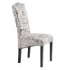 Dining Script Fabric Accent Chair with Solid Wood Legs;  Set of 2