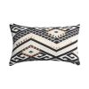 12 x 20 Rectangular Handwoven Jacquard Accent Lumbar Throw Pillow; Sequins; Geometric Design; White; Black; DunaWest