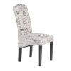 Dining Script Fabric Accent Chair with Solid Wood Legs;  Set of 2