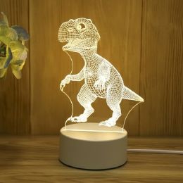 Atmosphere Light Heartwarming Bedroom Gift Light Bedside Lamp Pattern Souvenir Usb Small Table Lamp 3d Night Light (Specification: Dinosaur, Color: Warm White)