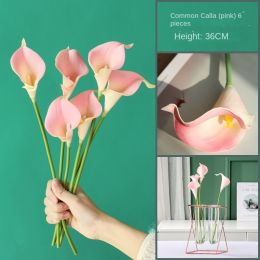 Nordic ins geometric vase light luxury metal iron decoration living room flower arrangement creative household glass flower rack decoration (size: Calla lily (six pieces, excluding vase))