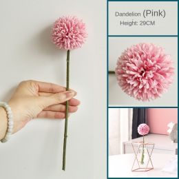 Nordic ins geometric vase light luxury metal iron decoration living room flower arrangement creative household glass flower rack decoration (size: Simulated dandelion (one piece of powder, without vase))