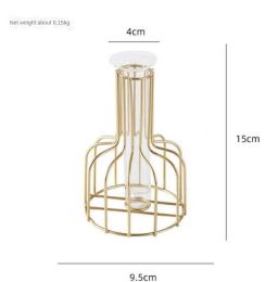 Spring Festival Flower New Year Decoration Iron Lantern Vase Transparent Hydroponics Futong Pumpkin Vase Happy Layout Manufacturer (size: metal vase)