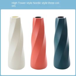 Large vases Wholesale plastic vases Household vase inserting Living room Creative simple small fresh home decorations (colour: Nordic twill [3 sets of tall tower mixed colors])