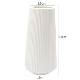 Large vases Wholesale plastic vases Household vase inserting Living room Creative simple small fresh home decorations (colour: Nordic style vertical grain white [high style])