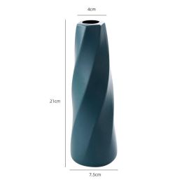 Large vases Wholesale plastic vases Household vase inserting Living room Creative simple small fresh home decorations (colour: Nordic ink blue tower [high style])