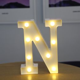 Alphabet Letter LED Lights Luminous Number Lamp Decor Battery Night Light for home Wedding Birthday Christmas party Decoration (type: N)