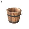 Rustic Succulent Planter Wooden Barrel Empty Flower Pot Container Garden Decor