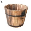 Rustic Succulent Planter Wooden Barrel Empty Flower Pot Container Garden Decor