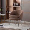 Soft Teddy Fabric Accent Armchair Dining Chair With Shining Electroplated Chrome Legs