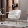 Soft Teddy Fabric Accent Armchair Dining Chair With Shining Electroplated Chrome Legs