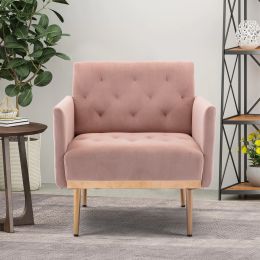 Accent Chair ; leisure single sofa with Rose Golden feet (Color: pic)