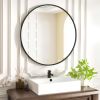 24" Wall Mirror Bathroom Mirror Wall Mounted Round Mirror; Black