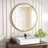 24" Wall Mirror Bathroom Mirror Wall Mounted Round Mirror; Black