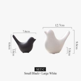 Nordic Creative White Ceramic Bird Figurines Home Decoration (Color: plum)