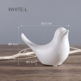 Nordic Creative White Ceramic Bird Figurines Home Decoration (Color: Dark Khaki)