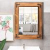 Rustic Wooden Framed Wall Mirror; Decorative Wood Wall Mirror for Living Room or Bathroom Vanity; Farmhouse Bathroom Mirror Rectangle Hanging Mirror H