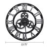 Large Gear Wall Clock Roman Numbers 3D Big Dial Wooden Industrial Steampunk Retro Outdoor Garden Decor; 12"/16"/23"