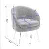 Soft Teddy Fabric Accent Armchair Dining Chair With Shining Electroplated Chrome Legs