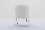 Soft Teddy Fabric Accent Armchair Dining Chair With Shining Electroplated Chrome Legs