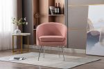 Soft Teddy Fabric Accent Armchair Dining Chair With Shining Electroplated Chrome Legs