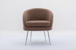 Soft Teddy Fabric Accent Armchair Dining Chair With Shining Electroplated Chrome Legs