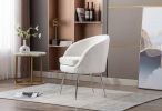 Soft Teddy Fabric Accent Armchair Dining Chair With Shining Electroplated Chrome Legs