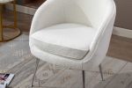 Soft Teddy Fabric Accent Armchair Dining Chair With Shining Electroplated Chrome Legs