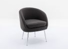 Soft Teddy Fabric Accent Armchair Dining Chair With Shining Electroplated Chrome Legs