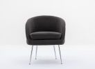 Soft Teddy Fabric Accent Armchair Dining Chair With Shining Electroplated Chrome Legs