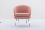 Soft Teddy Fabric Accent Armchair Dining Chair With Shining Electroplated Chrome Legs