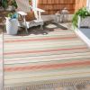 5' x 7' Black and White Striped Outdoor Rug