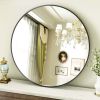 24" Wall Mirror Bathroom Mirror Wall Mounted Round Mirror; Black