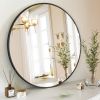 24" Wall Mirror Bathroom Mirror Wall Mounted Round Mirror; Black